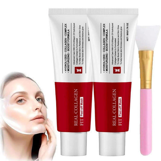 Real Collagen Fit Peel Off Facial Mask Restore Skin Elasticity,Collagen Night Wrapping Mask,Collagen Wrapping Mask,Hydrolyzed Collagen Perfect for Dry & Dehydrated Skin (2Pcs)