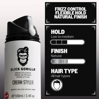 Slick Gorilla Hair Styling Cream for Men, Medium Hold, Frizz Control, 100ml