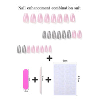 Angwis 24pcs Short Coffin False Nails Glitter Silver Stick on Nails Pink Ombre Press on Nails Removable Glue-on Nails Acrylic Full Cover Fake Nails Women Girls Nail Art Accessories