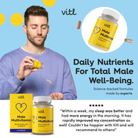 VITL Vitl Male Multivitamin & Minerals Supplement - 30 Vegan Capsules - 20 Essential Nutrients Including B Vitamins, Zinc, Vitamin D & Plant Extracts - Support Overall Male Wellbeing - 1 Month Supply