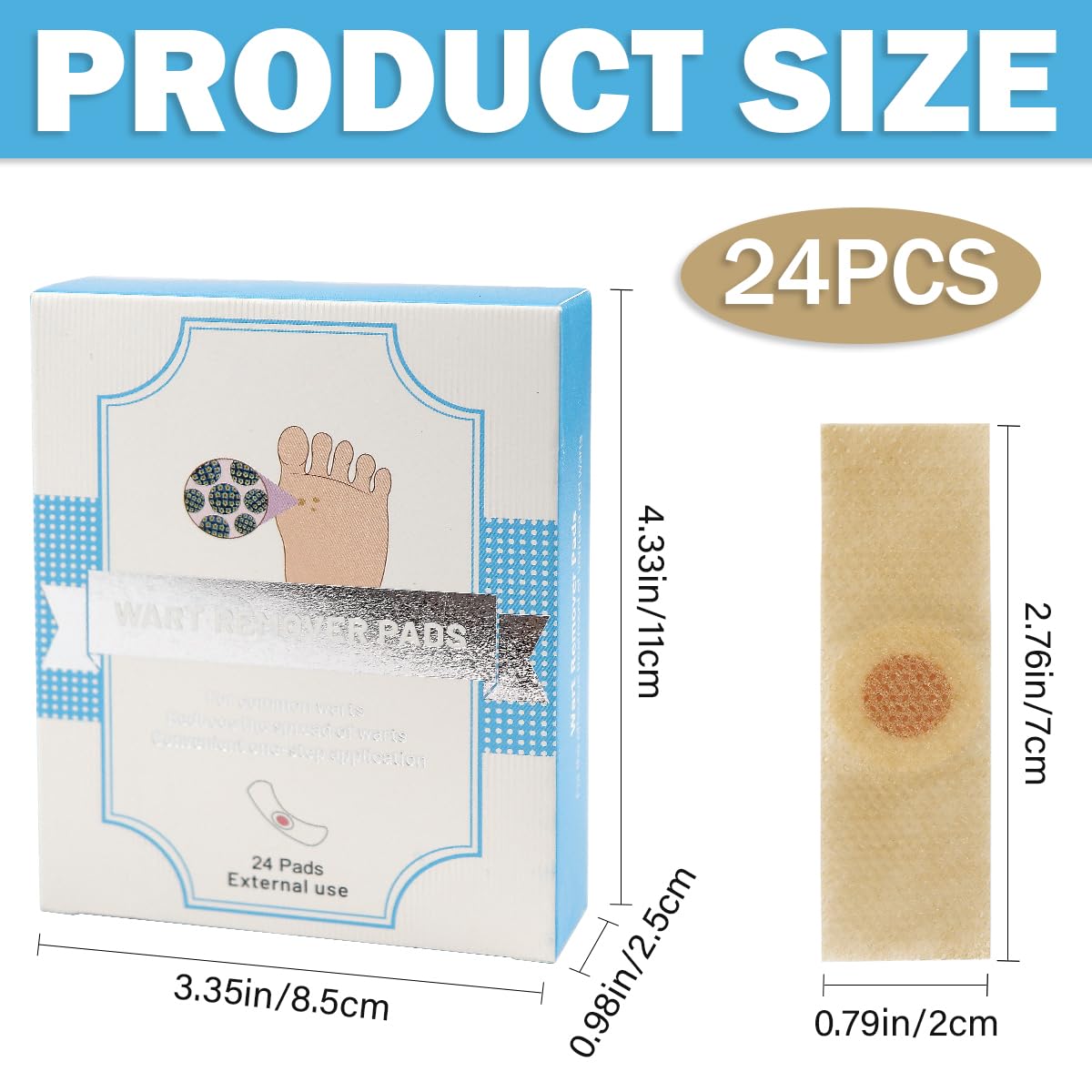 FERCAISH 24 Pieces Wart Remover Corn Plaster Plantar Warts Removal Corn Removal Pads Pressure Protection Plaster Wart Plaster for Feet