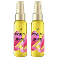 Pantene Pro-V Coconut Infused Oil 100ml Pack of 2 Smooth Shiny Radiant Hydrate Dry Damaged Frizzy Hair Repair Non Sticky with Welari Thank You Card | (2pack) (200g)