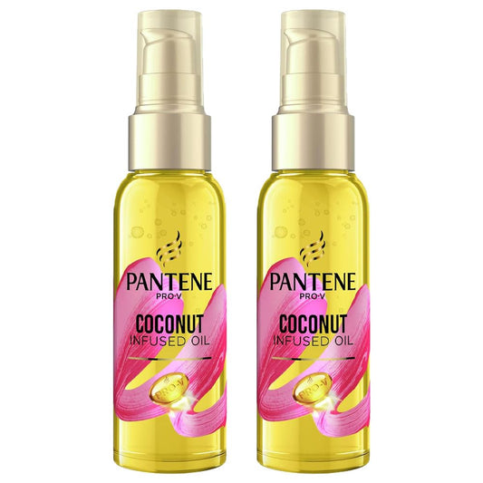 Pantene Pro-V Coconut Infused Oil 100ml Pack of 2 Smooth Shiny Radiant Hydrate Dry Damaged Frizzy Hair Repair Non Sticky with Welari Thank You Card | (2pack) (200g)
