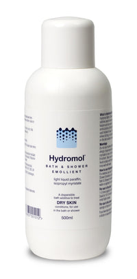 Hydromol Bath and Shower Emollient, for The Management of Eczema, Dermatitis, Psoriasis and Other Dry Skin Conditions, Itch Relief, Suitable for Sensitive Skin, Suitable for All Ages, 500 ml.