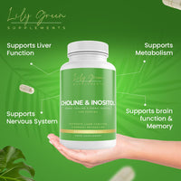 Lily Green Supplements Lily Green Choline & Inositol Capsules | High Strength Choline and Inositol Supplement | 1000mg Per Serving | 90 Vegan Capsules | Made in UK