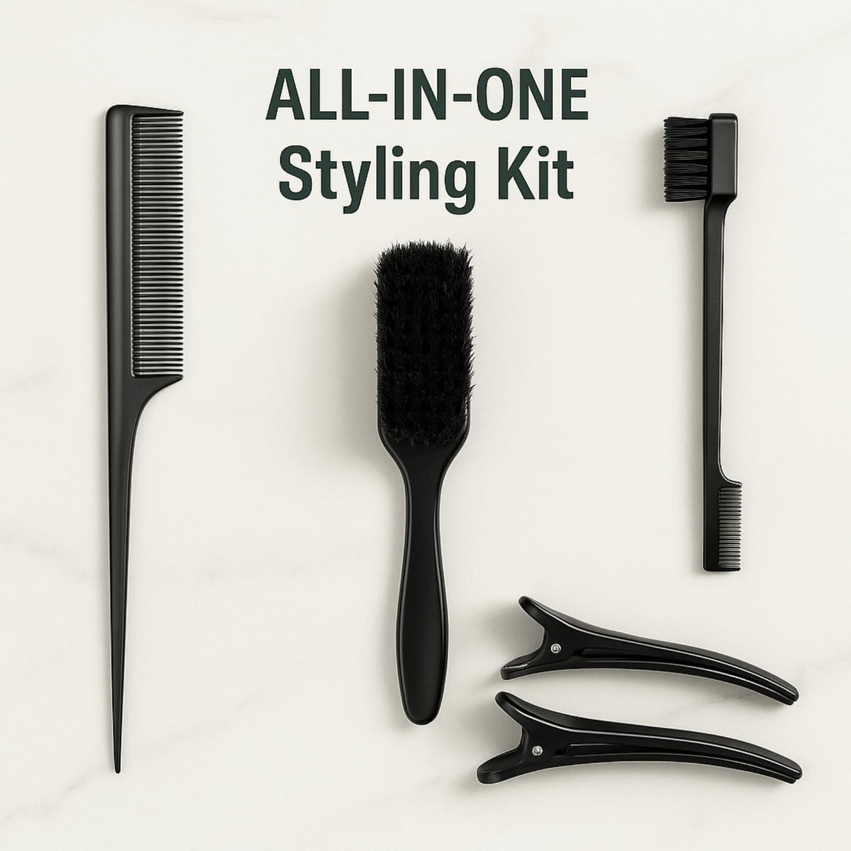 Neneh Tayyiba Styling Gel Bundle – Eco Styler Gel & Edge Control Set | Perfect Curl & Slick Back Hair Gel for Women | 3pc Brush + 2 Duck Bill Clips | Aloe Vera Organic Hold for Curly Hair, Braids & Edges