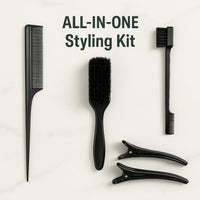 Neneh Tayyiba Styling Gel Bundle – Eco Styler Gel & Edge Control Set | Perfect Curl & Slick Back Hair Gel for Women | 3pc Brush + 2 Duck Bill Clips | Aloe Vera Organic Hold for Curly Hair, Braids & Edges