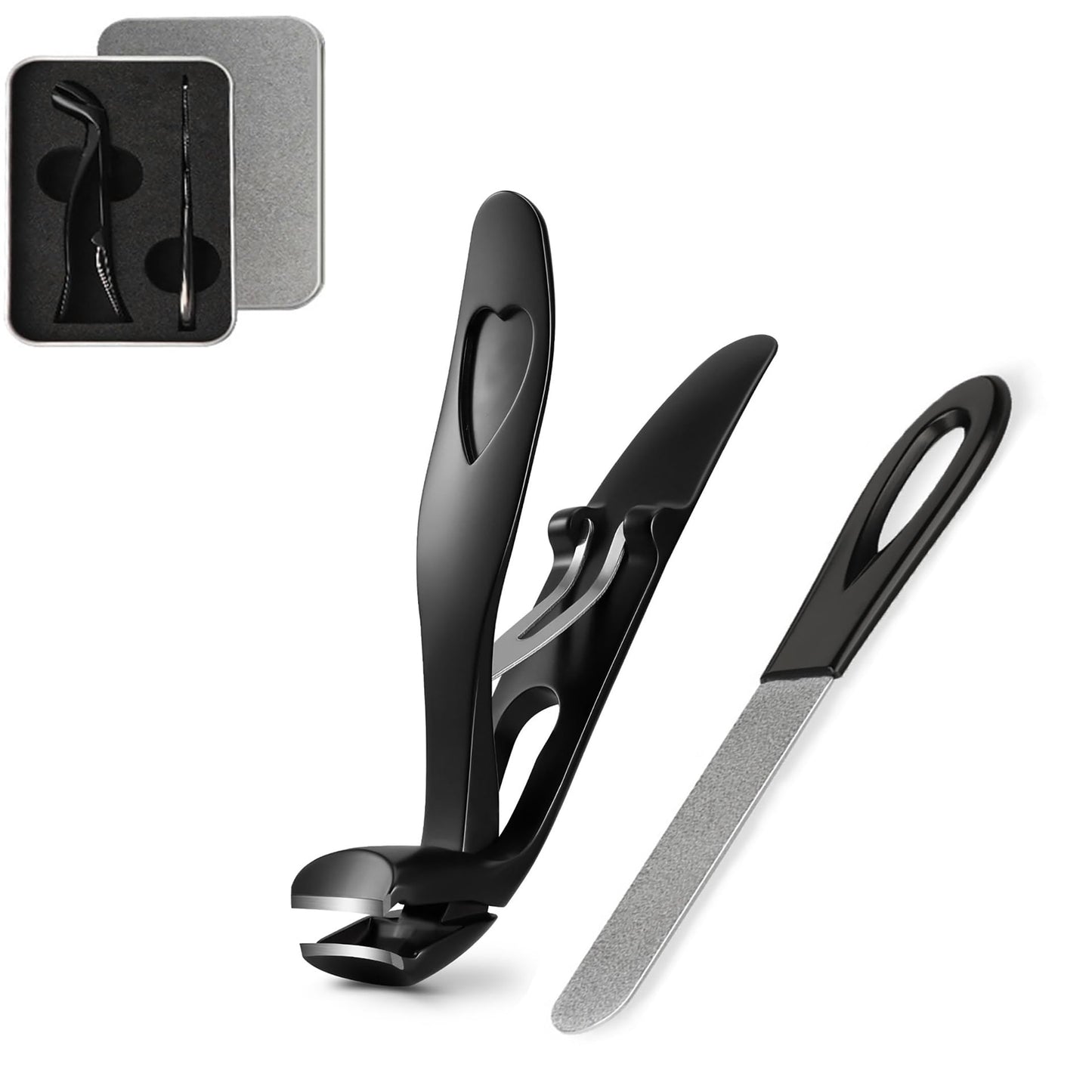 yenlk Angled Head Nail Clippers for Thick Nails, Ergonomic Toenail Clipper, Premium Steel Nail Cutter Trimmer with Catcher for Seniors/Pregnant Women, Less Bending More Comfort