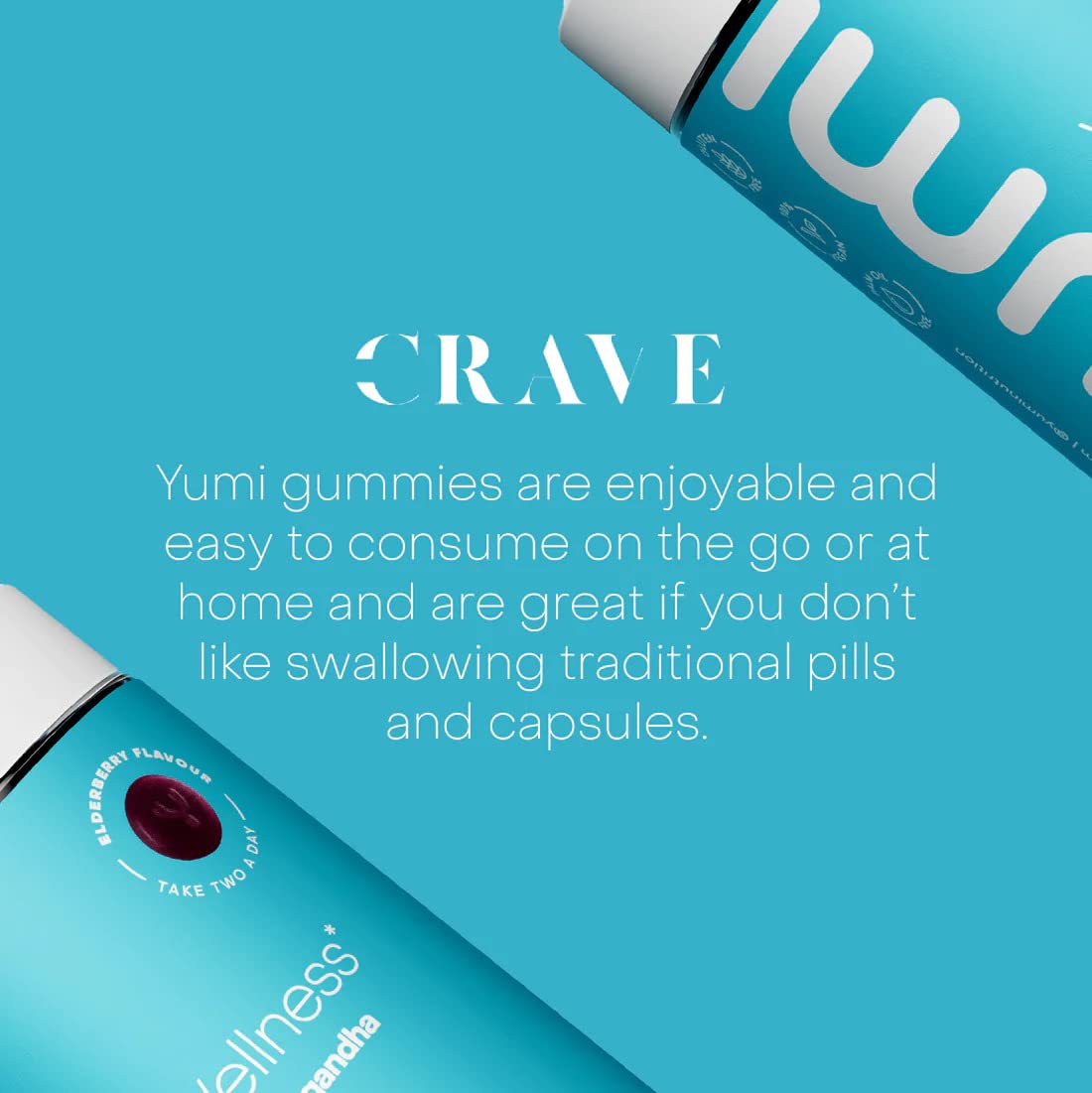 Yumi Nutrition Ashwagandha Gummies | High Strength 1200mg Per Serving Ashwagandha Capsules | 3% Withanolides Help Reduce Stress, Promote Calm & Sharpen Your Focus | x120 Elderberry Flavoured Gummies | 2 Month Supply