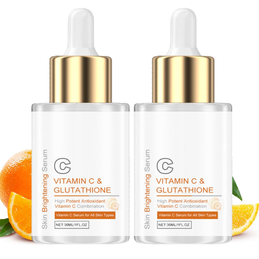 Trendyfave 2pcs Vitamin C Glutathione Serum, Glutathione & Vitamin C Face Serum, Hydrating Vit C Serum, Dark Spot_Correcting Glow_Serum With High Potent Antioxidant, Improves Skin Tone, For All Skin Types