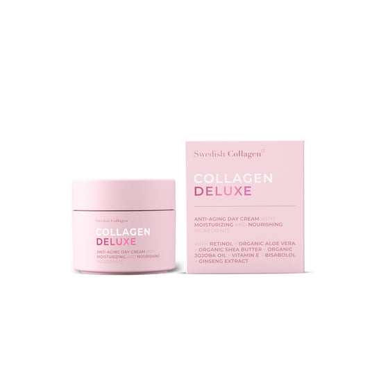 Swedish Collagen Retinol Day Cream I Hydrated & Smooth Skin Treatment I Vitamin E, Organic Aloe Vera, Shea butter, Jojoba Oil I Made in Sweden - 50ml