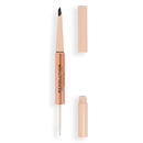 Revolution Beauty London Makeup Revolution, Fluffy Brow Filter Duo, Brow Pencil & Eyebrow Gel, Available in 5 Shades, Dark Brown, 1pc