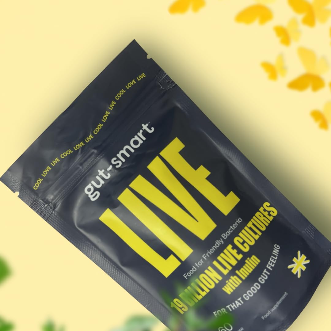 Gut - Smart Gut–Smart LIVE, 60 x Slow-Release Capsules, Pre & Probiotics, 19 Billion Live Cultures, Natural Supplements for Healthy Digestion