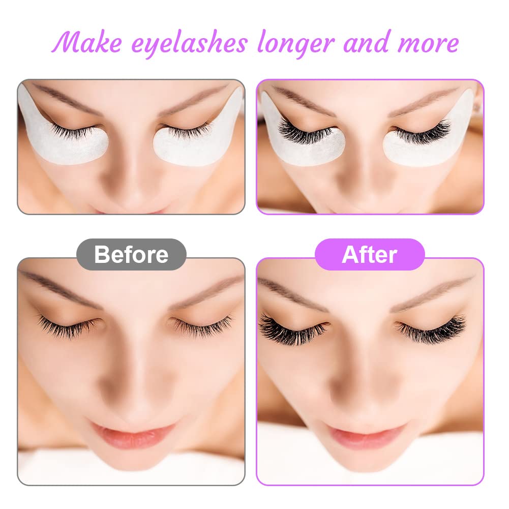 URAQT Eye Gel Pads and Patches - 10 Brushes - Premium Lint-Free Under Eye Kit for Pro Salons and Individuals (Purple)