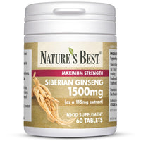 NATURE'S BEST Nature's Best Siberian Ginseng 1500mg - Highly Researched Adaptogen - UK Made - 60 Tablets (2 Months' Supply)
