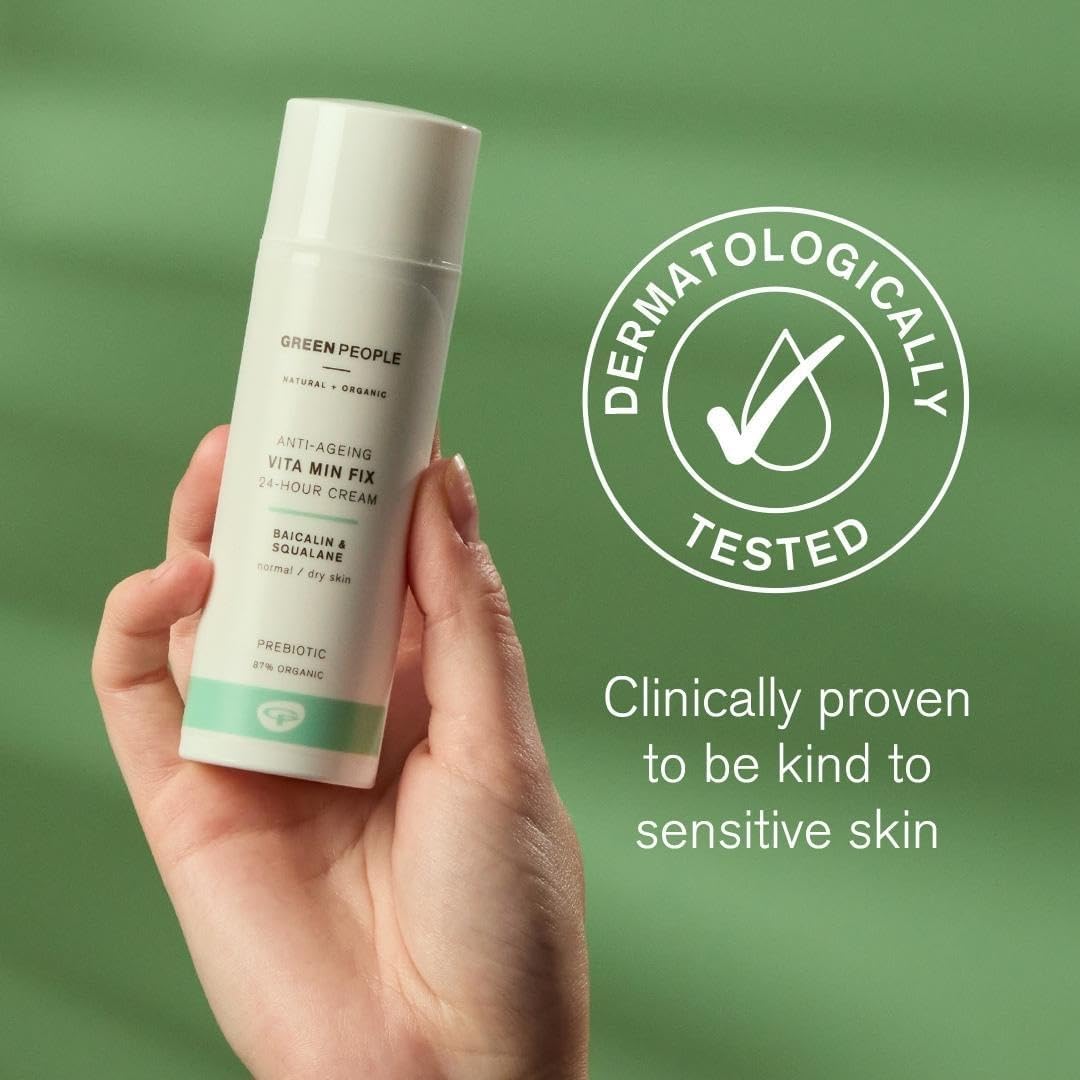 Green People Vita Min Fix Moisturiser - 24-Hour Cream - With Squalane (Derived from Olives) for Normal & Dry Skin - Paraben & Alcohol Free - Cruelty Free & Vegan, 50ml