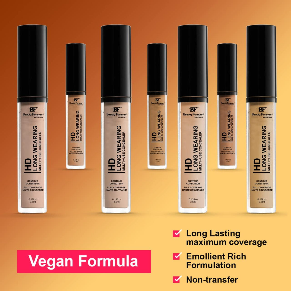 BF Beauty Forever Beauty Forever HD Long Wearing Multi-use Concealer, Emollient Rich Formula, Creamy & Blend-able, 3.5ml (03 LIGHT)