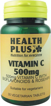 Health Plus Vitamin C 500mg : Vitamin C Supplement : 30 Tablets, in a Planet-friendy 99% Recycled Pot