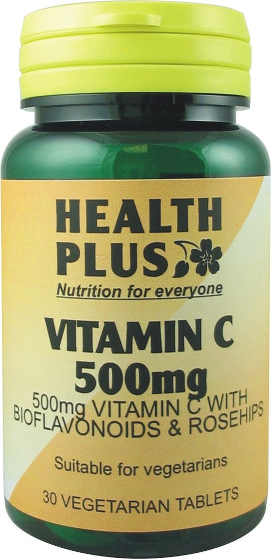 Health Plus Vitamin C 500mg : Vitamin C Supplement : 30 Tablets, in a Planet-friendy 99% Recycled Pot