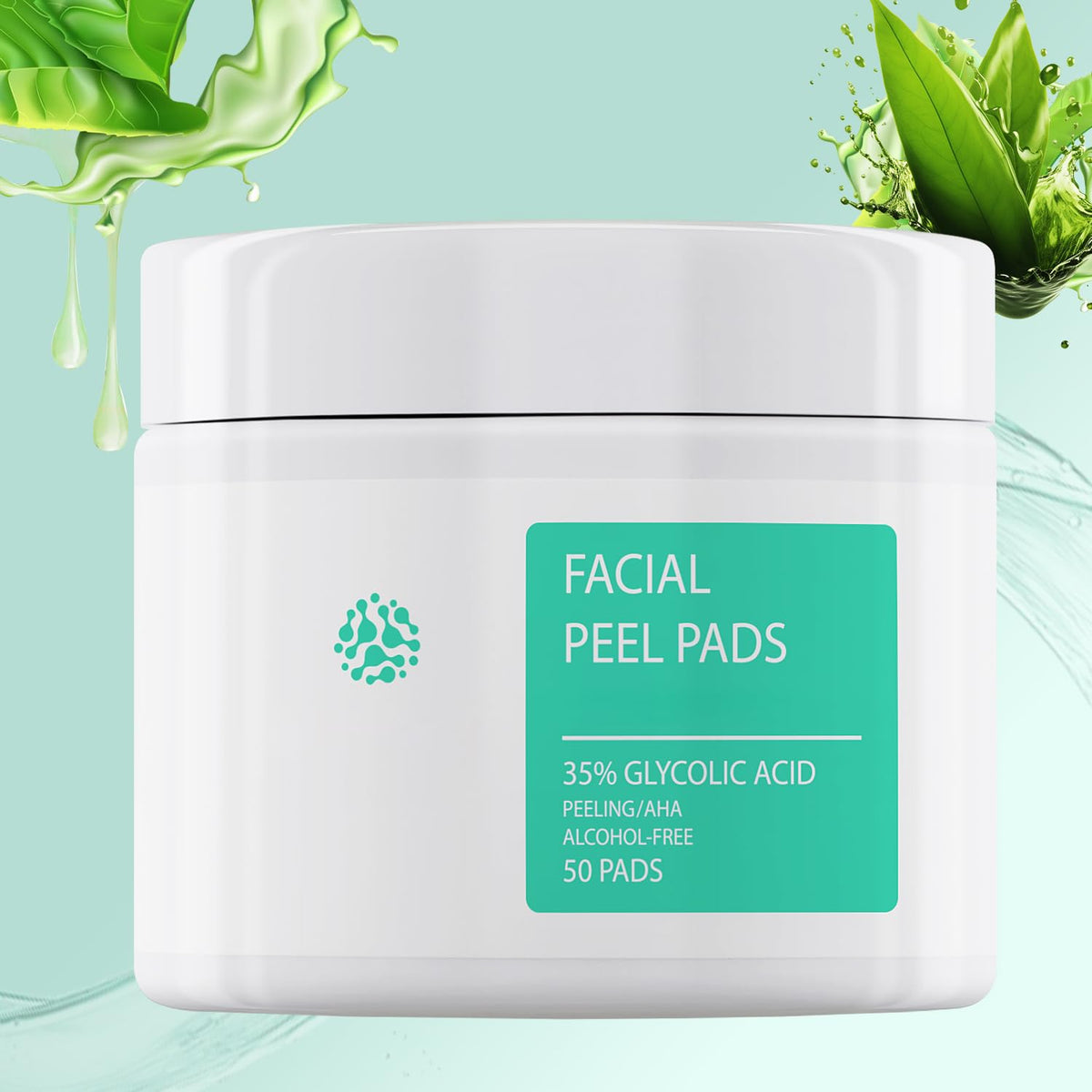 IREV Glycolic Acid Resurfacing Pads 35% for Face and Body- Exfoliating Facial Peel with Green Tea - Glycolic Acid Face Wash for Cleansing Peeling 50 Pads