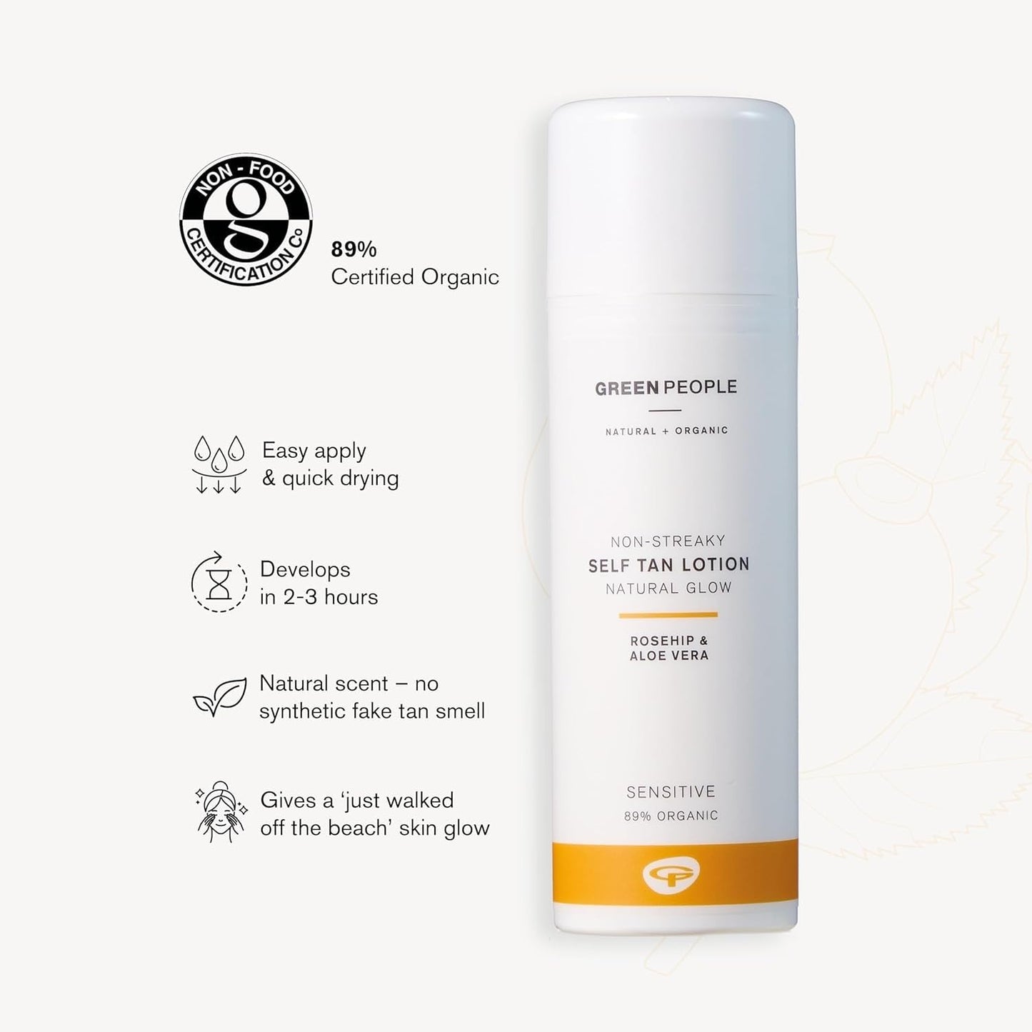 Green People Self Tan Lotion - Non-Streaky, Natural Glow - With Rosehip & Aloe Vera - Organic, Vegan & Cruelty Free, 150ml