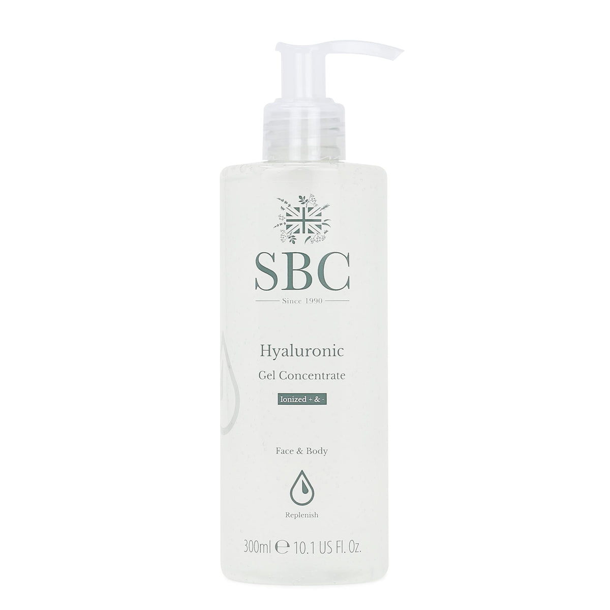 SBC Skincare Hyaluronic Gel Concentrate - 300ml | Hyaluronic Moisturiser For Face And Body | Anti-Ageing Hyaluronic Gel | 20% Hyaluronic Acid | Vegan Friendly Moisturising Gel