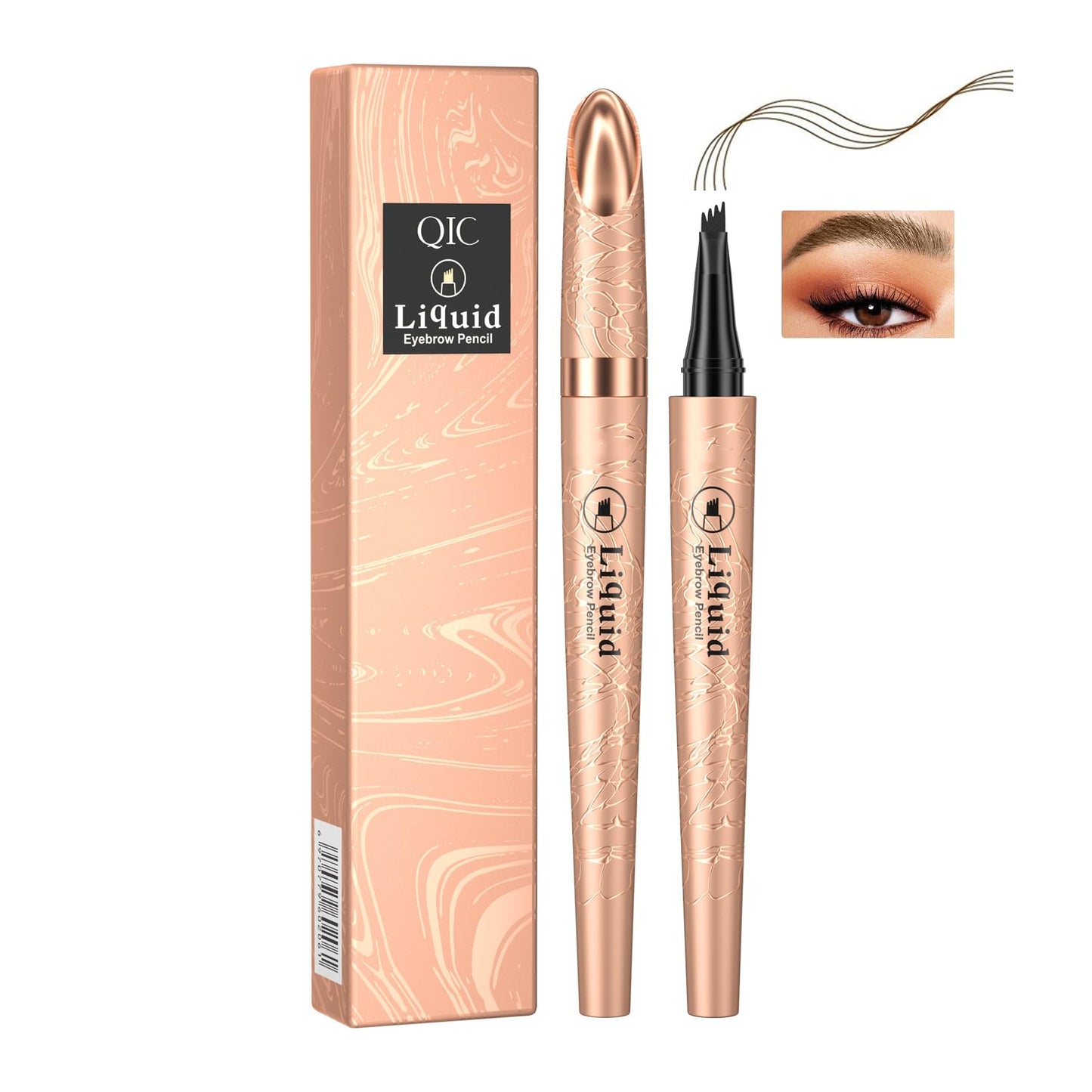 Mikloven 2025 New 4 Fork Tip Microblading Eyebrow Pen, Waterproof 4D Brow Pencil for Natural, Precise, Long-Lasting 24HR Brow Pencil for Natural-Looking Hair-Like Strokes (Light Brown)