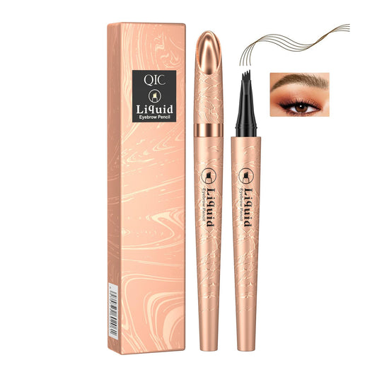 Mikloven 2025 New 4 Fork Tip Microblading Eyebrow Pen, Waterproof 4D Brow Pencil for Natural, Precise, Long-Lasting 24HR Brow Pencil for Natural-Looking Hair-Like Strokes (Light Brown)