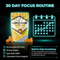 Lions Mane Gummies 4000mg | Super Strength Lion's Mane Supplement | 1 Month Supply | Mushroom Extract | Pineapple Flavour | 60 Vegan Gummies | Sugar Free | Focus, Mental Performance | by NutriVolv