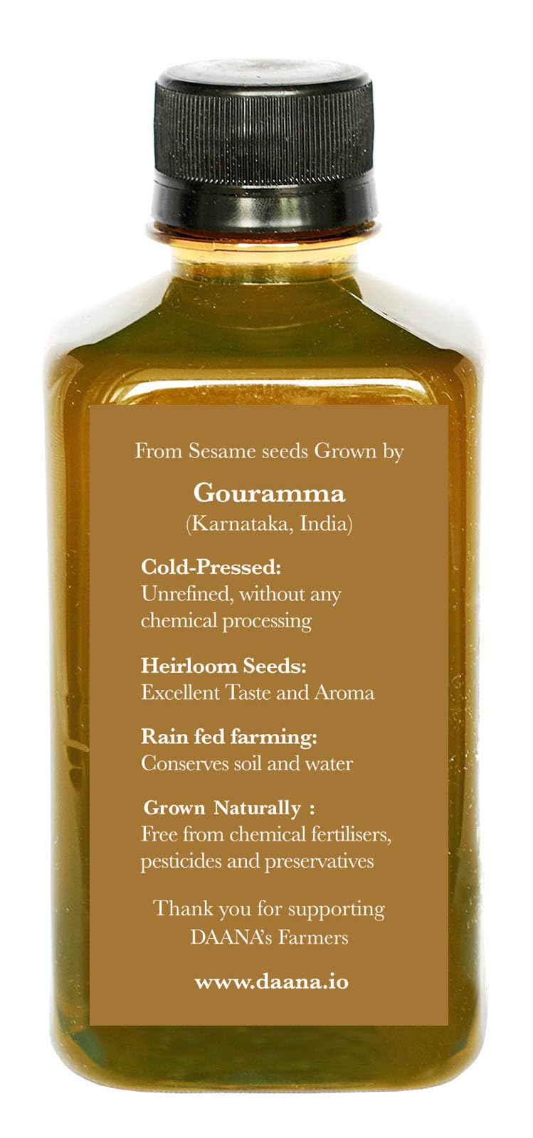 DAANA Daana Organic Sesame Oil for Skin: Extra Virgin, Cold Pressed (350 ml)