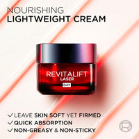 L'Oreal Paris L’Oréal Paris Laser Renew Triple Action Anti-Ageing, Skin Retightening Day Cream, Visibly Reduce Wrinkles & Fine Lines; Moisturises, Firms & Brightens Skin; Retinol, Hyaluronic Acid & Vitamin C, 50ml