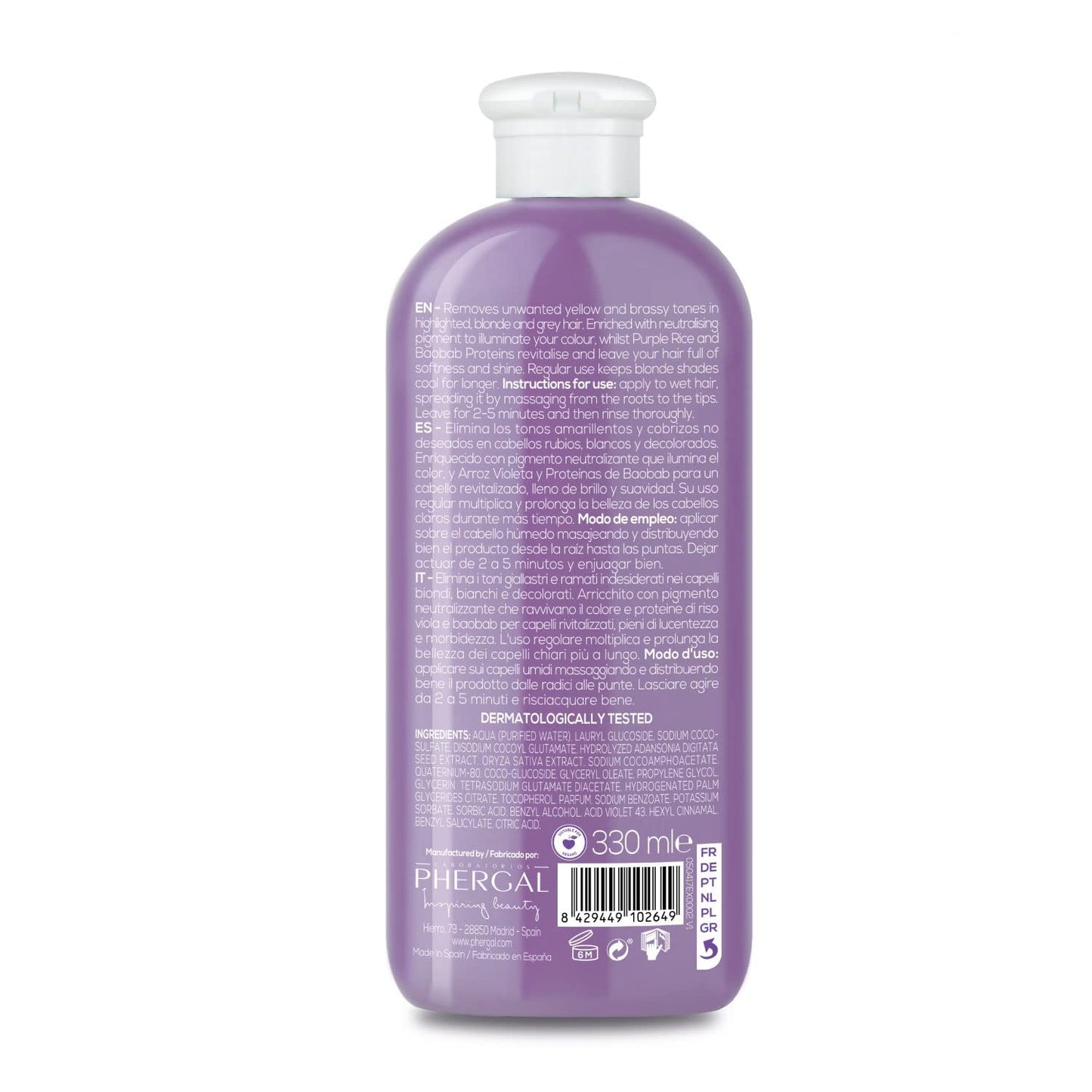 NATURTINT Naturtint Violet Colour Shampoo | Removes Unwanted Yellowish and Copper Tones on Blonde, White and Bleached Hair | 96.6% Natural Ingredients | 330 ml