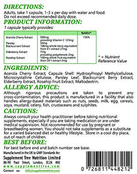 Supplement Tree Vitamin C Food Form 60 Capsules | Natural Ingredients Acerola Cherry, Blackcurrant, Rosehip Extract, Parsley Leaf, Elderberry | Vegans & Vegetarians Friendly