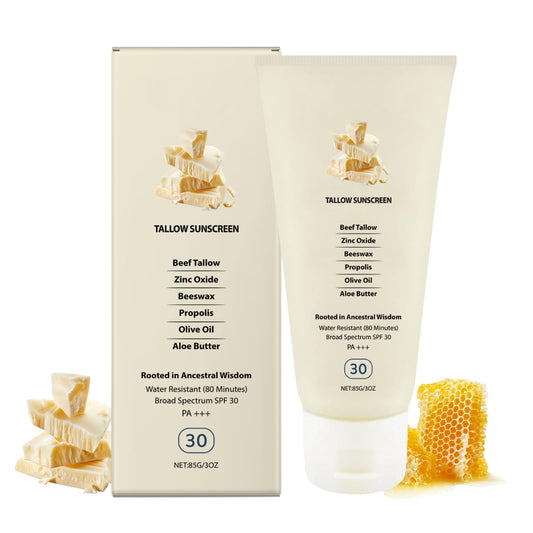 Lumiter Beef Tallow Sunscreen SPF 30, Organic Sunscreen Water Resistant, Beef Tallow Skincare Sun Cream, Zinc Oxide, 85g