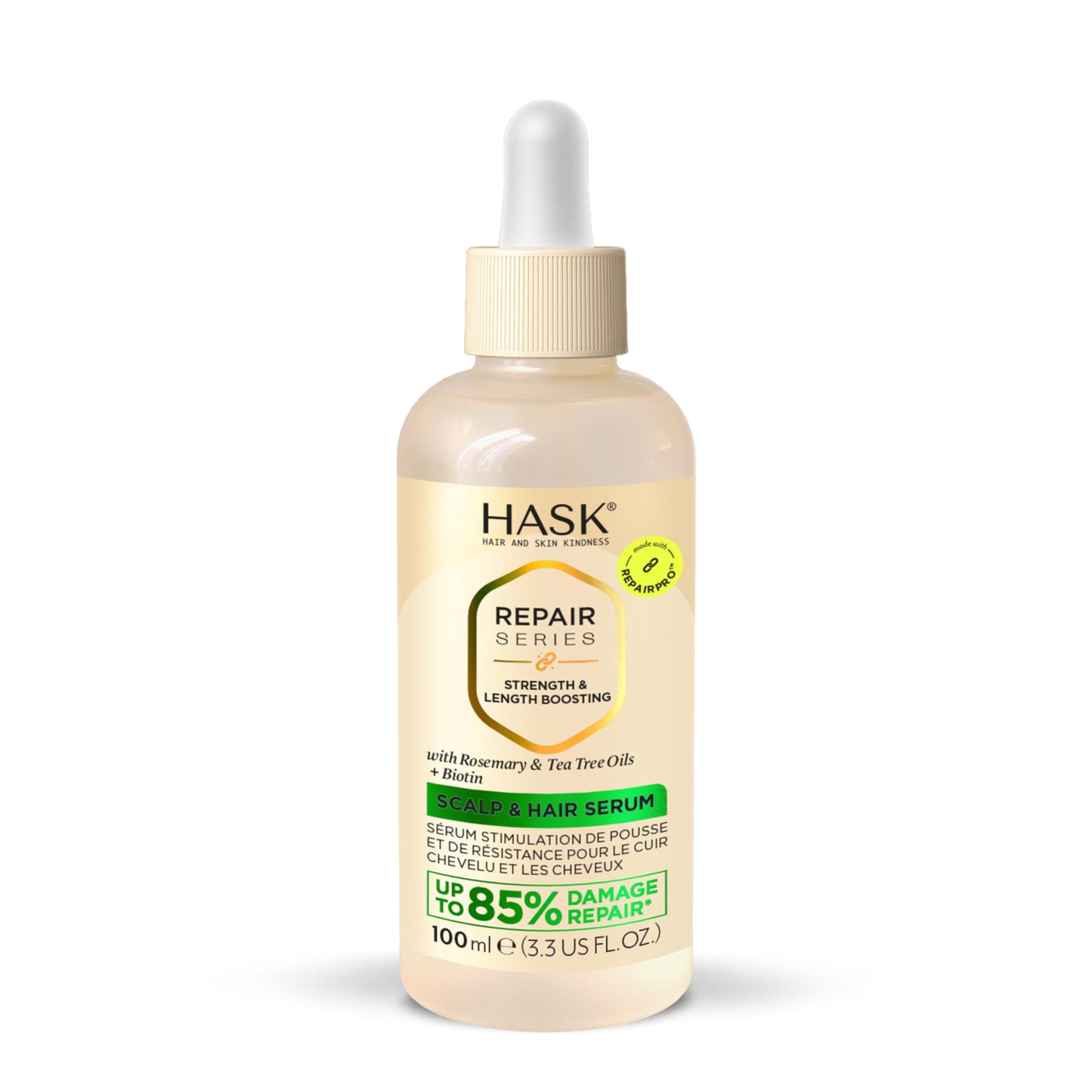 HASK Strength & Length Boosting Scalp & Hair Serum with Rosemary Oil, Tea Tree Oil and Biotin, Repairs Damage, Strengthens Strands, Sulfate-Free, Cruelty-Free – 100 ml