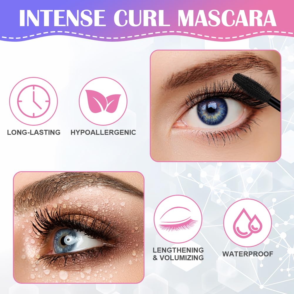 LOPHE Extreme Big 5D Volume Lash Mascara,Black Silk Fiber Eyelash Lash Volumizing Thickening Volume Mascaras with Big & Soft Brush, No Smudge, False Lash Effect
