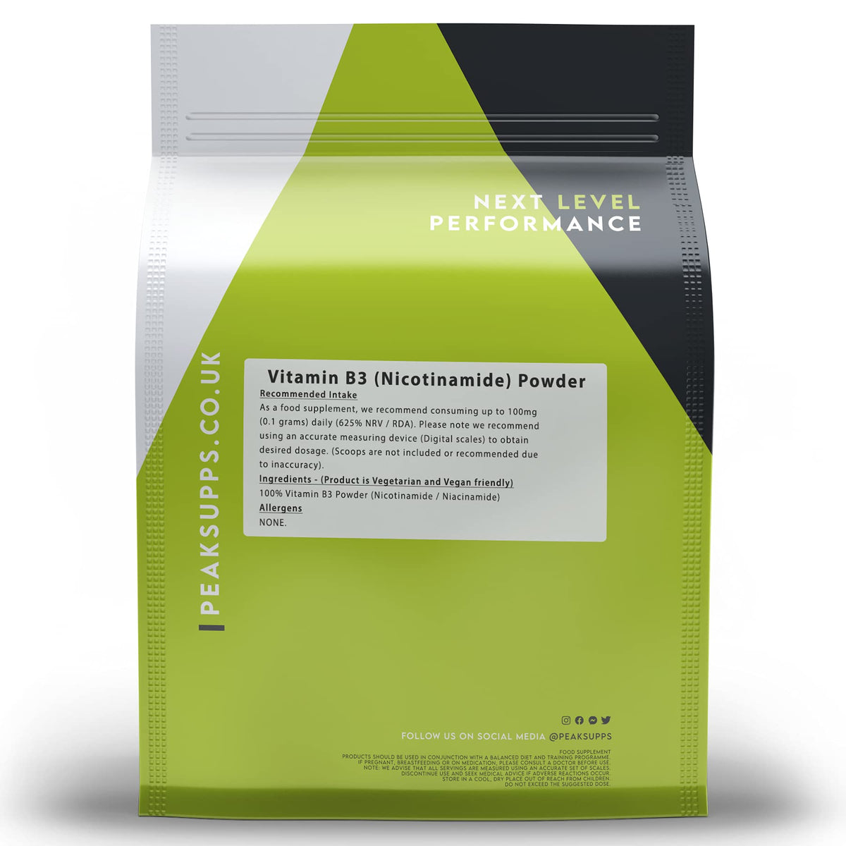 Peak Supps Vitamin B3 Powder 250g - (Nicotinamide/Niacinamide 'Non Flush')