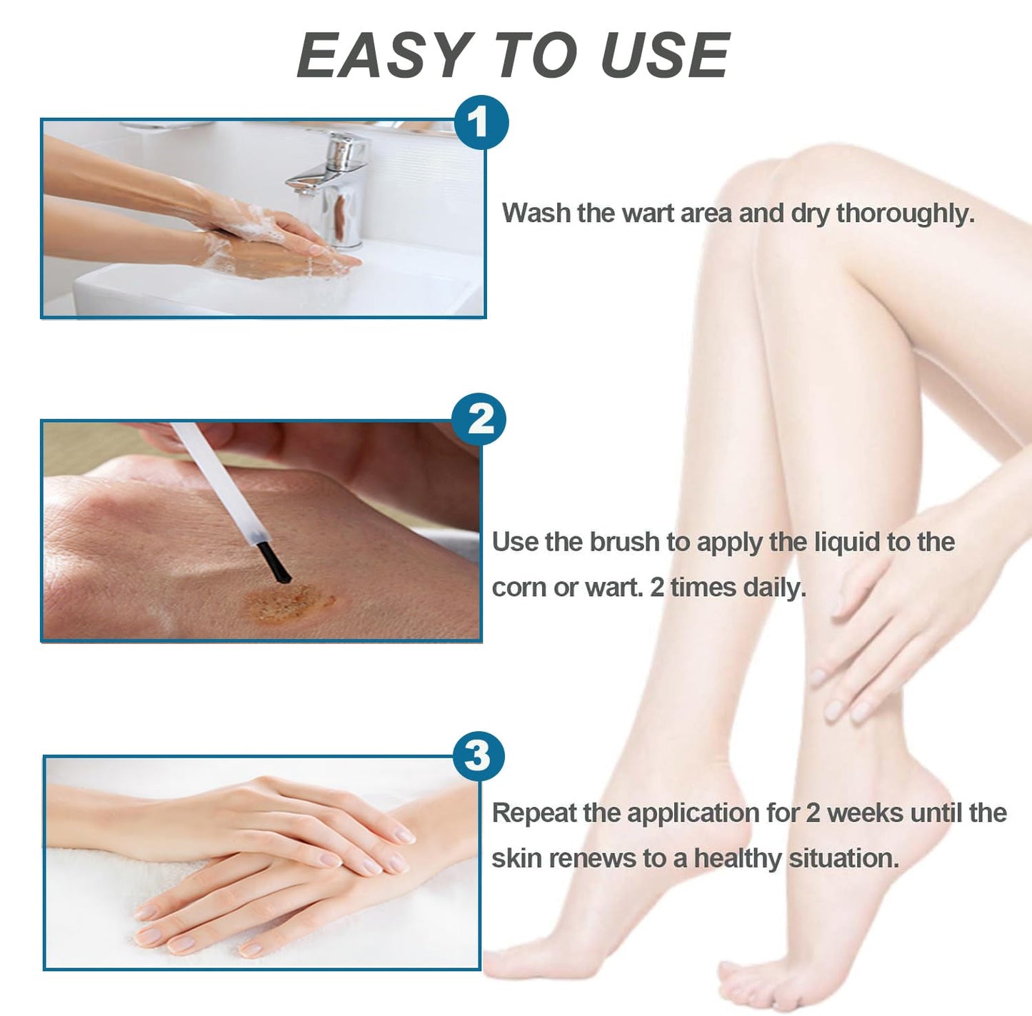SANNUO Extra Strength Wart & Corn Remover, Fast Acting Gel Wart Removal for Plantar Wart Flat Warts and Corns for Feet Toes Finger and Hand, 0.67 FL OZ