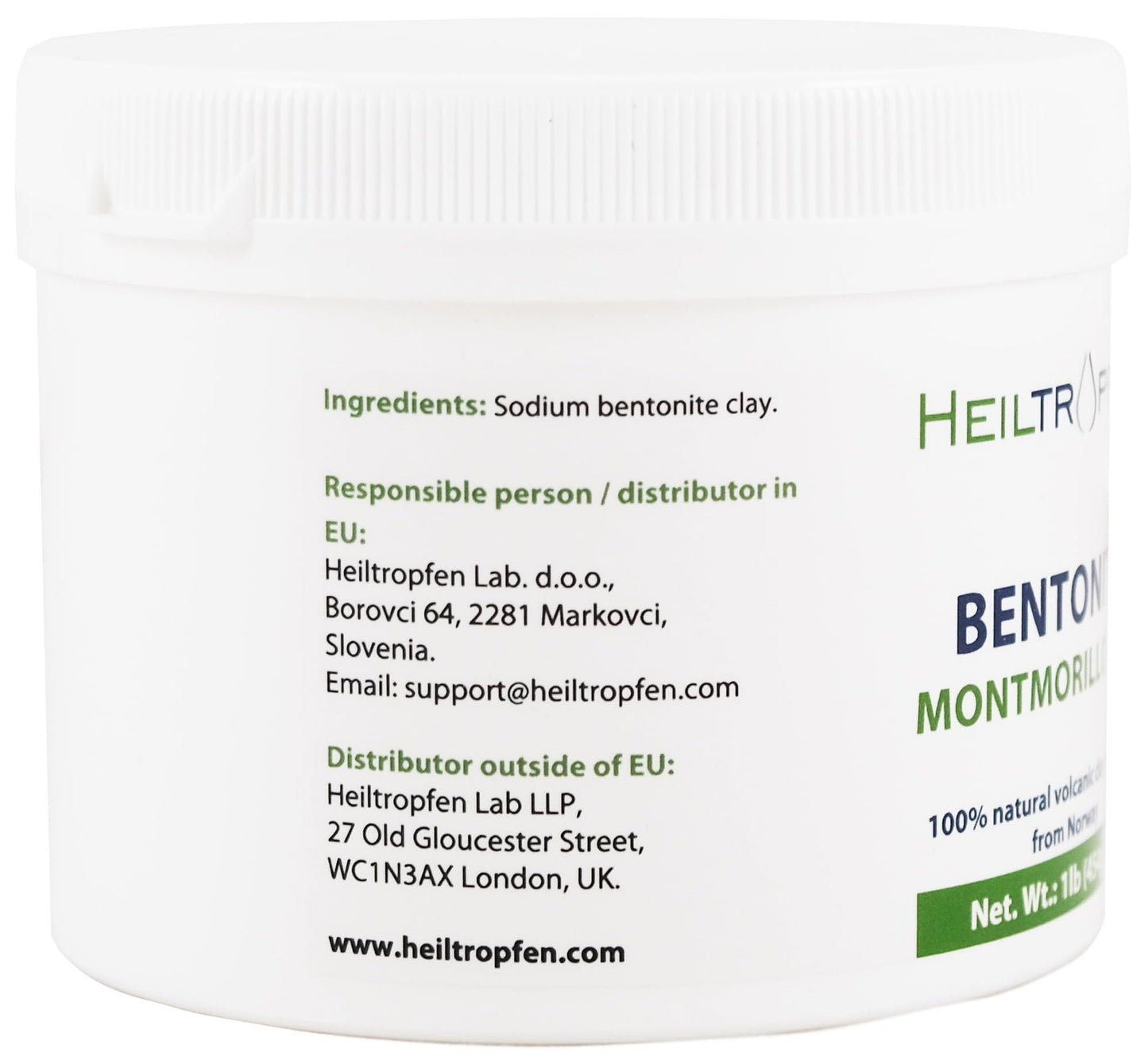 Bentonite Montmorillonite Powder | 1 Pound - 454 g | Ultra FINE | Montmorillonite Content 95% | Natural Mineral Dust | Heiltropfen®