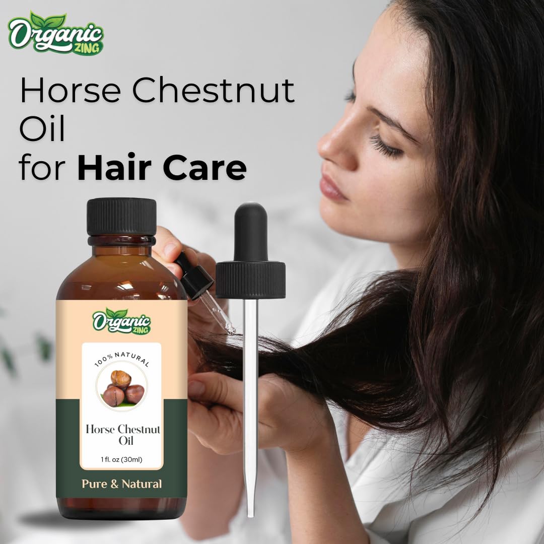ORGANIC ZING Organic Zing Horse Chestnut Oil 30 ml (1.01 fl oz) – Cold Pressed Carrier Oil for Leg Care Formulations, Massage Blends & DIY Skin Care Preparations