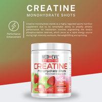 Medi-Evil Nutrition Creatine Monohydrate Powder, Strawberry and Lime Flavour, 400g, Micronised for Easy Mixing, Increases Physical Performance