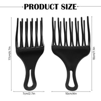 salbsever Salbsever 2-Piece Afro Hair Pick-Comb Set - Large and Small Plastic Wide-Tooth Picks for Curly Hair, Detangling, Wig and Braid Styling