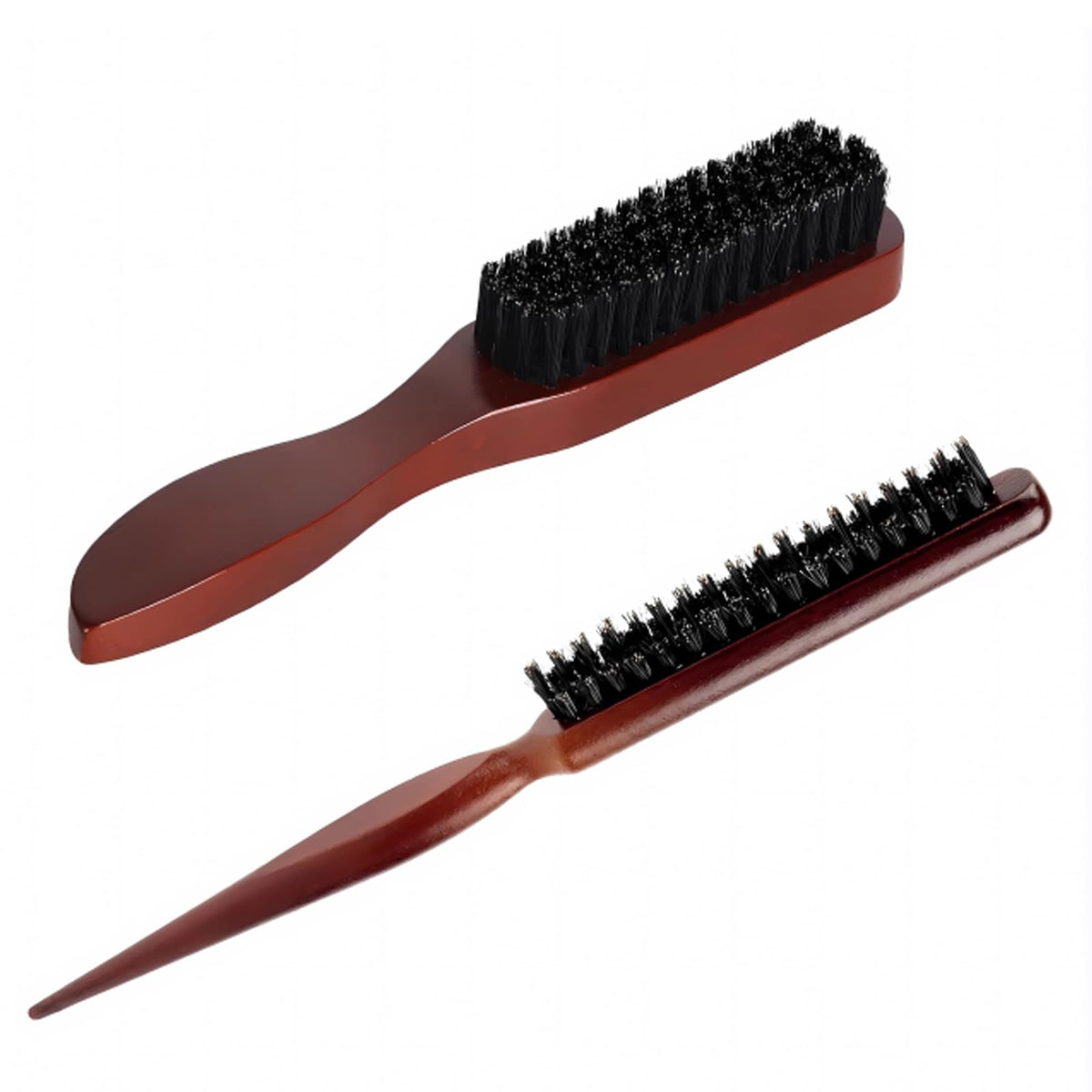 Bdeutrophic 2 Pcs Boar Bristle Hair Brush, Slick Back Hair Brush Slick Back Brush, Comb and Shear Tools Comfortable Grip Easy to Carry, Suitable for Trimming and Combing Long Thick Curly Thin Thick Hair Beard