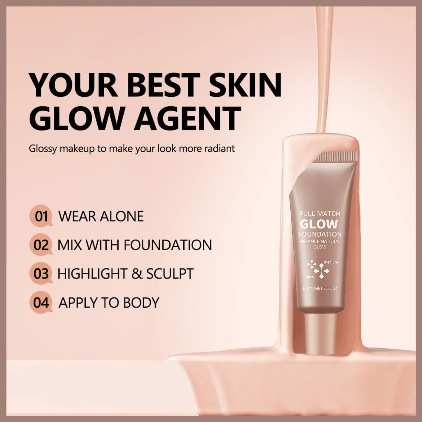 SHEBEEDO Natural Glow Illuminator Glotion,True Match Natural Glow Enhancer,Bronzing Drops Makeup Highlighter For Radiant,Hydrating Moisturizing Highlighter Lightweight Base For Face & Body,Medium