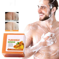 Anshenger Turmeric Handmade Soap, Facial Soap, Gentle Skin Care Essential Oil Soap, Body Cleanser, Anti-Acne, Shrink Pores, Deep Cleansing, Moisturizing, Firming, With Foaming Net, Suitable For Body And Face