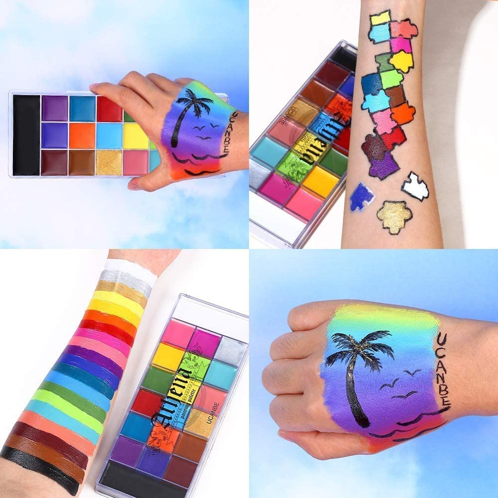 Ucanbe UCANBE Athena Body Face Paint Oil Palette 20 color Professional Non-Toxic Makeup Pallet Halloween FX Party Artist Fancy Adult Painting
