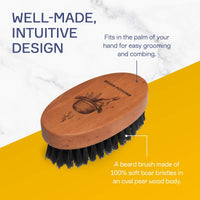 SEVEN POTIONS Seven Potions Boar Bristle Beard Brush For Men — Made of Pear Wood with Soft Second-Cut Boar Hair — Soft Bristles To Tame and Soften Your Facial Hair