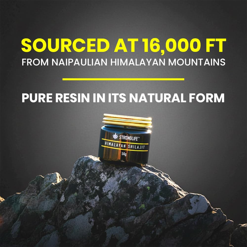 Stronglife Shilajit Resin – Pure Himalayan Shilajit Gold with High Fulvic Acid | 50g Jar of Authentic Natural Mineral Resin for Energy, Vitality & Performance | Premium Shilajit Supplement UK