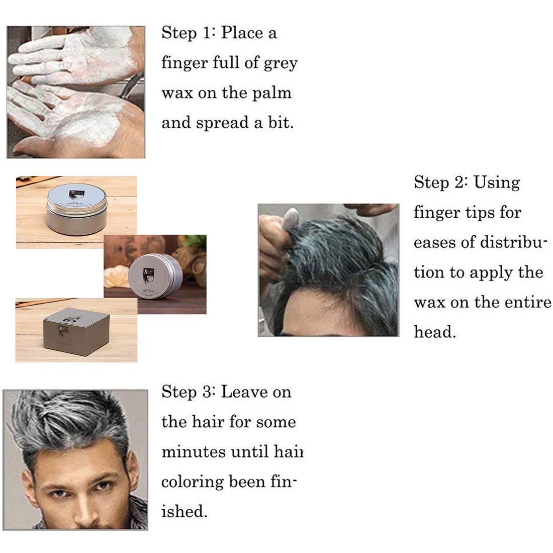 HTRUIYATY Temporary Hair Color Wax Hair Paint Wax for Natural Hair Washes Out in 1 Wash Session Apply to Party Cosplay Halloween-White
