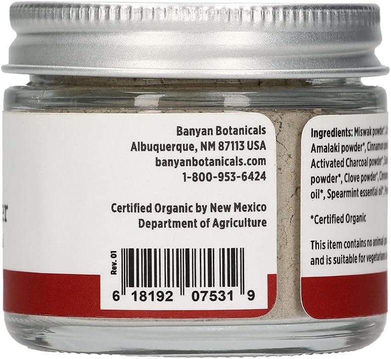 Banyan Botanicals Cinnamon Clove Tooth Powder – Ayurvedic Fluoride-Free Toothpaste Alternative with Miswak & Activated Charcoal (from Amla) – 0.75oz, 80+ Uses – Non GMO Sustainably Sourced Vegan